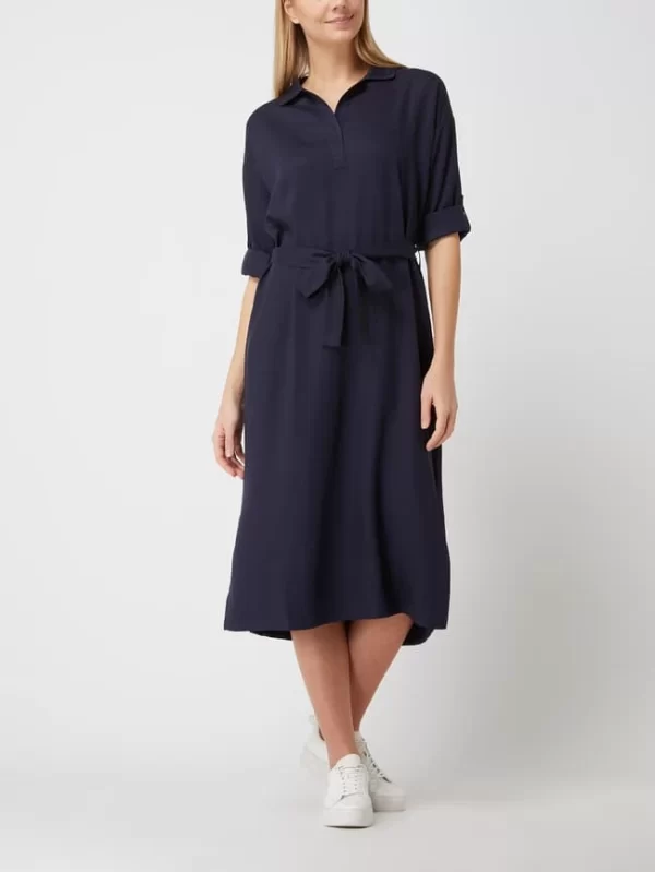 Armedangels Blusenkleid Mit Taillengürtel Modell ‘Brisaa’ – Marineblau 1