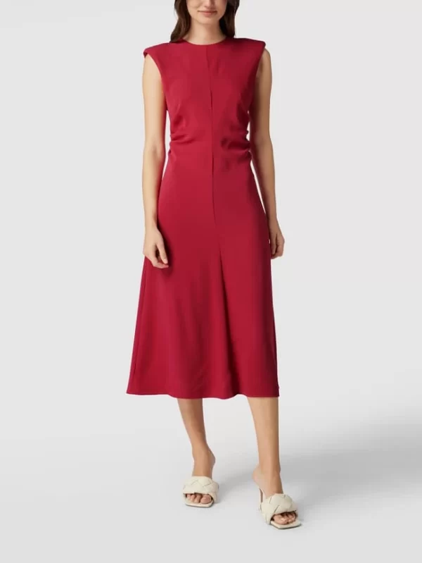Mango Midikleid Mit Schulterpolstern – Fuchsia 1