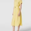 Jake*s Collection Hemdblusenkleid Mit Stoffgürtel – Hellgelb 14