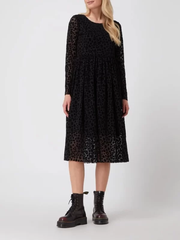 Pieces Midikleid Mit Ausbrenner-Effekt Modell ‘Dyma’ – Schwarz 1
