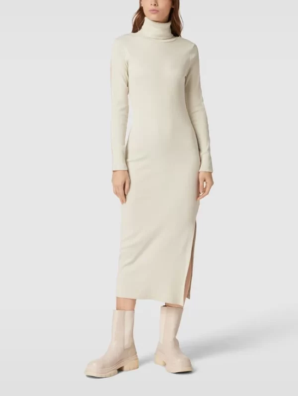 Calvin Klein Jeans Midikleid Mit Geripptem Rollkragen – Sand 1