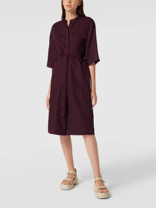 Armedangels Hemdblusenkleid Mit Strukturmuster Modell ‘Aamrei’ – Bordeaux Rot 5